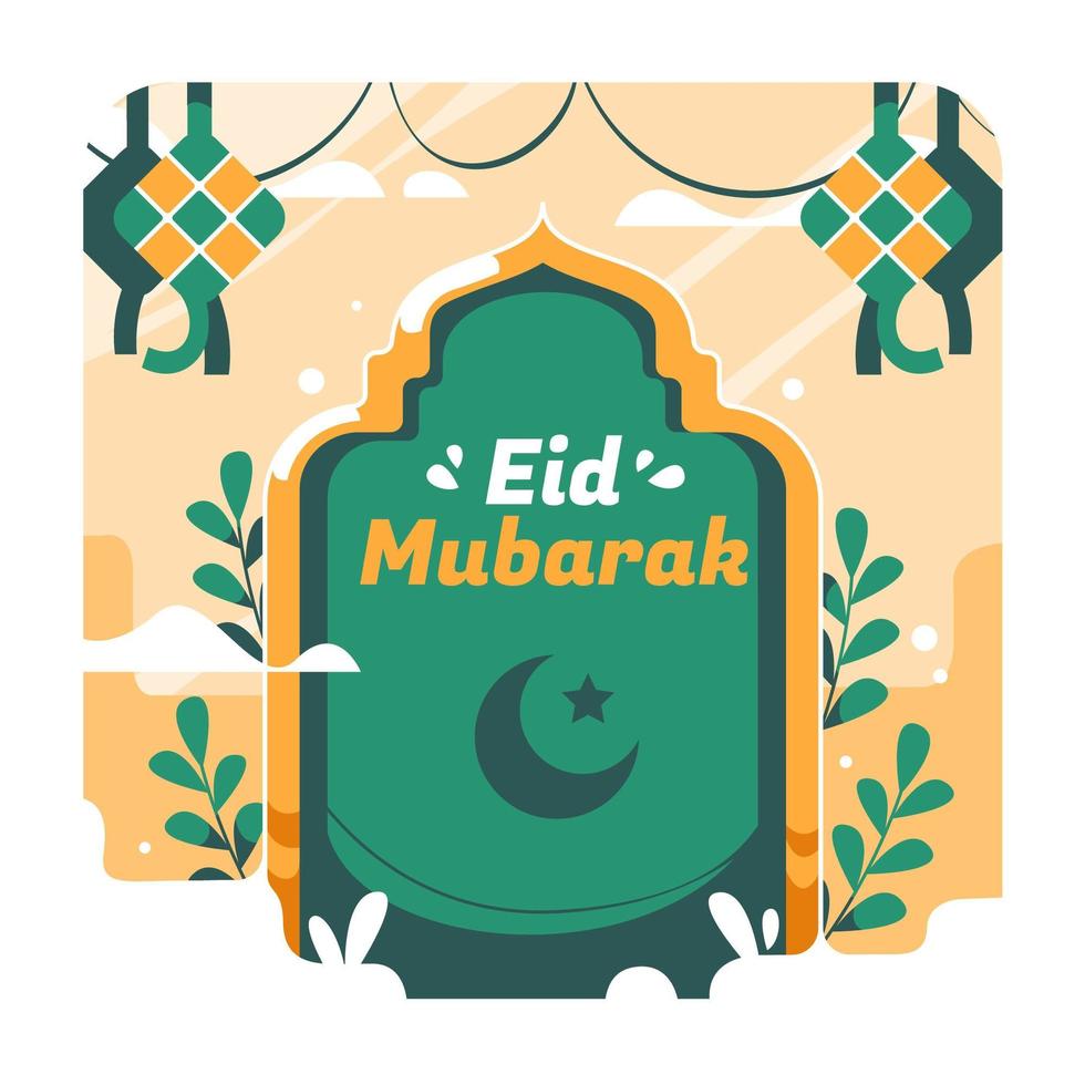 Eid Mubarak Ketupat Concept vector