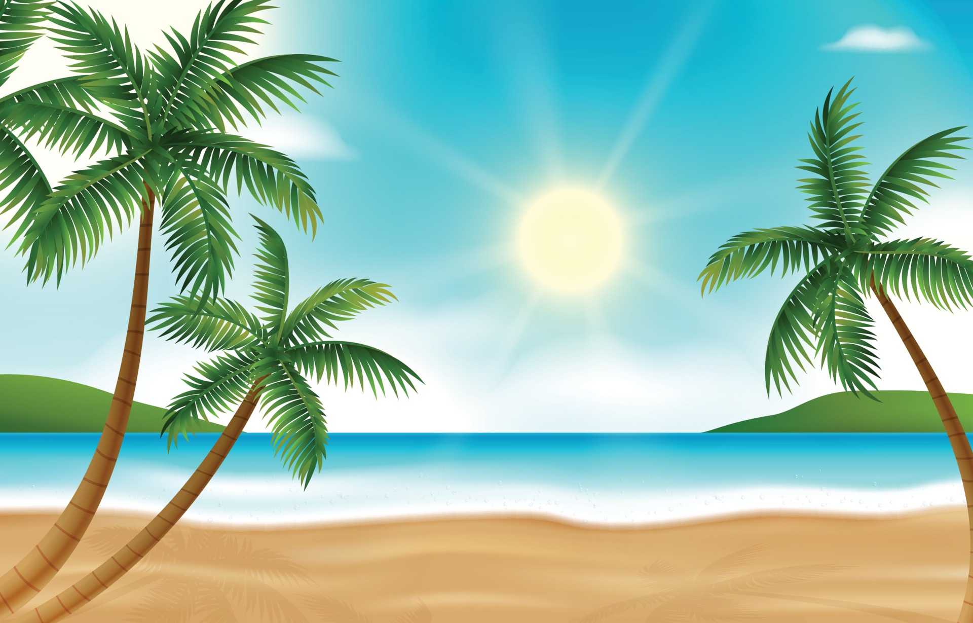 Palm Tree Beach Vector Art, Icons, and Graphics for Free Download