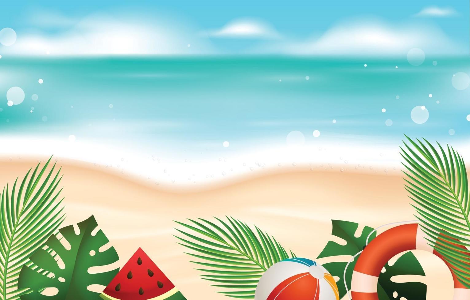 fondo de playa de verano realista vector