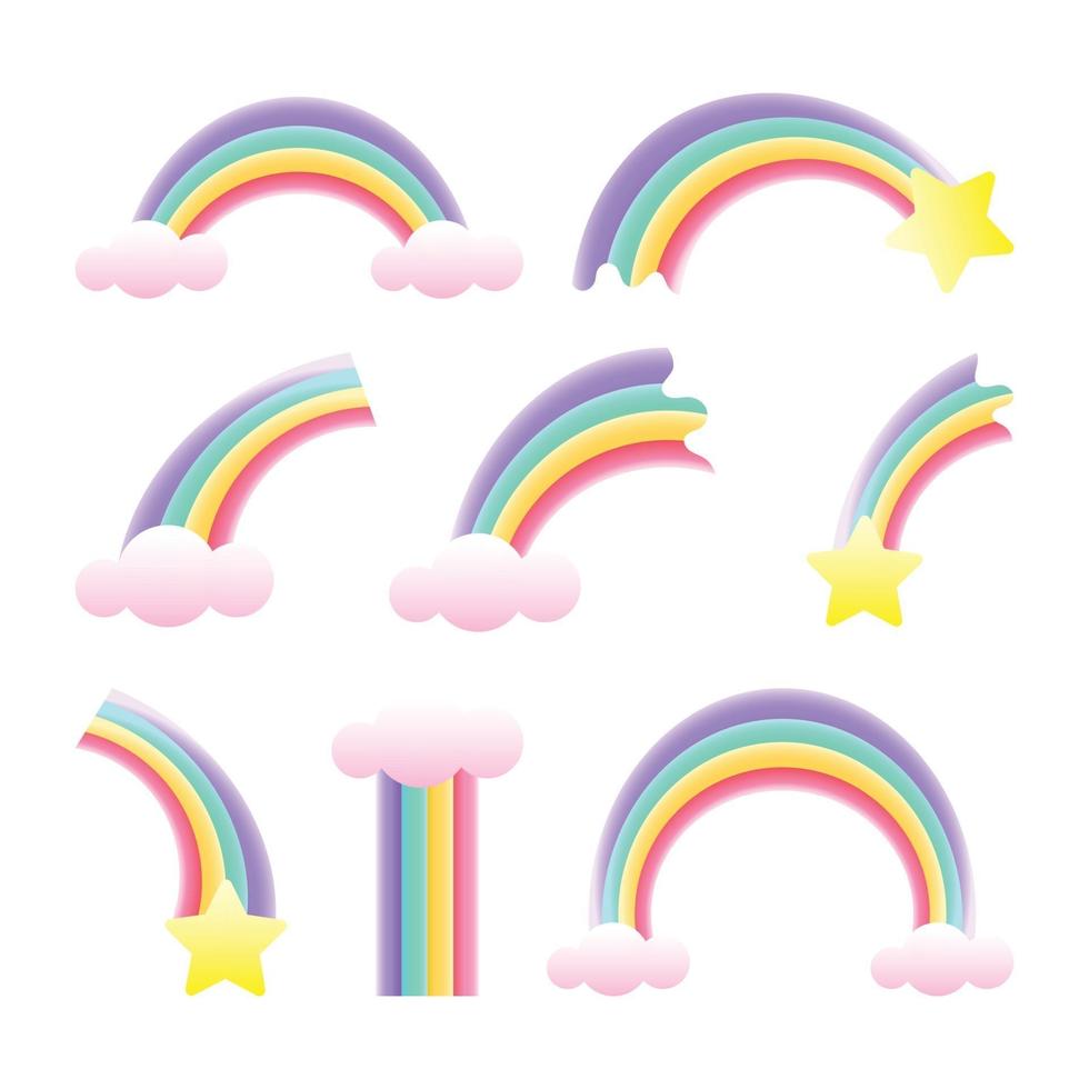 conjunto de iconos de arco iris pastel vector