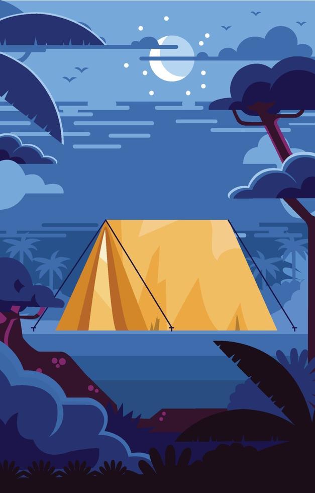 Camping in the Forest at Night vector