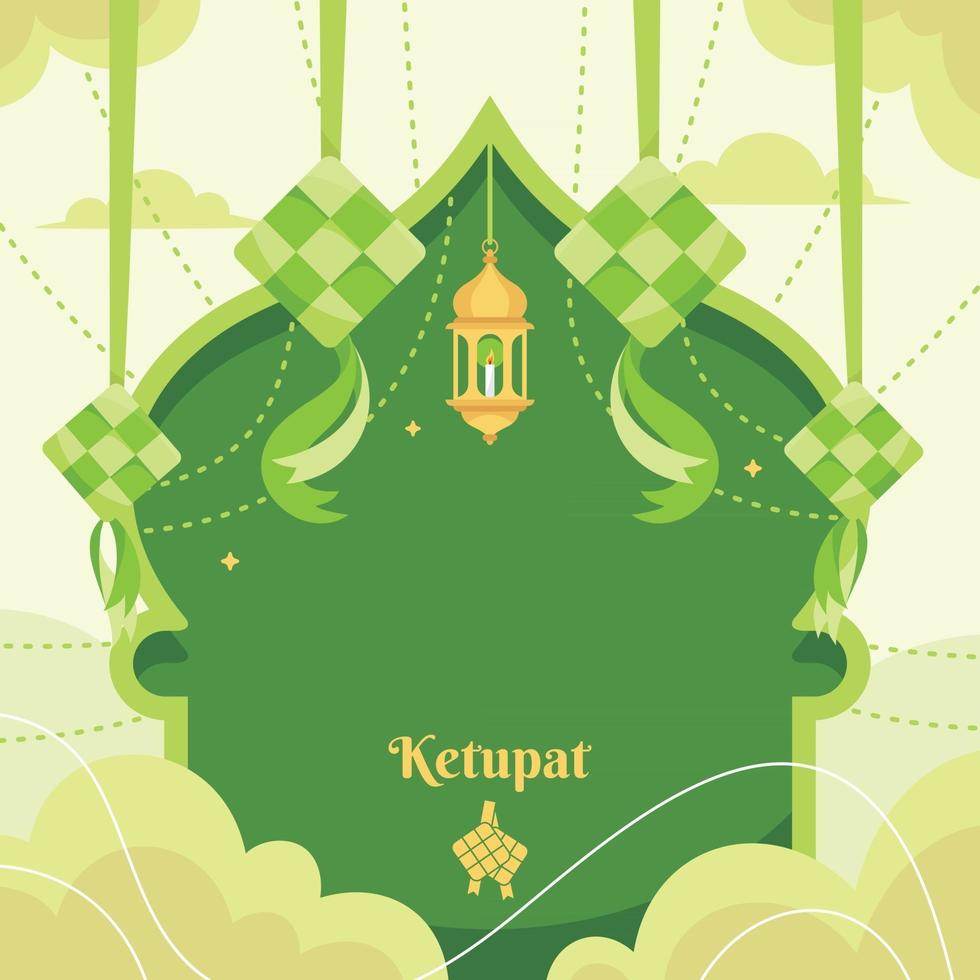 Flat Eid Ketupat Background vector