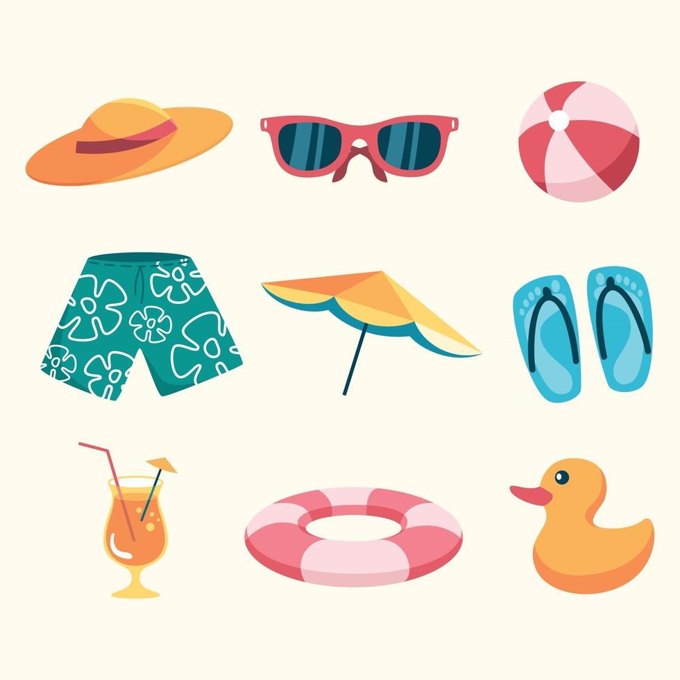 paquete de iconos de natación de verano vector