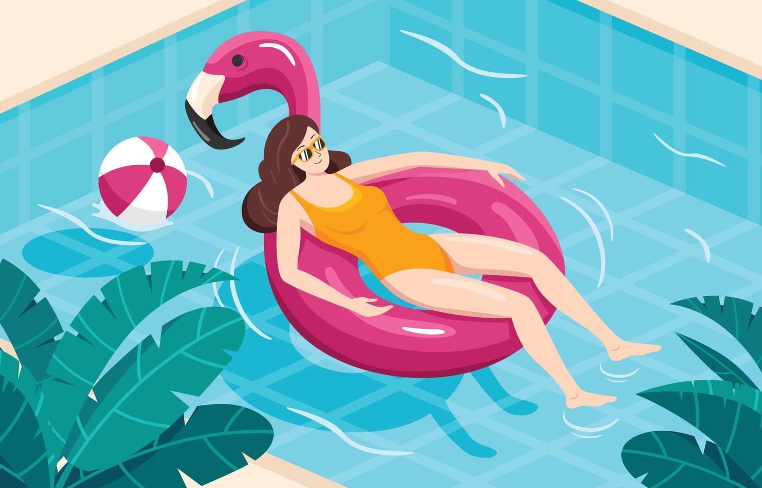 Sunbathing In The Pool vector