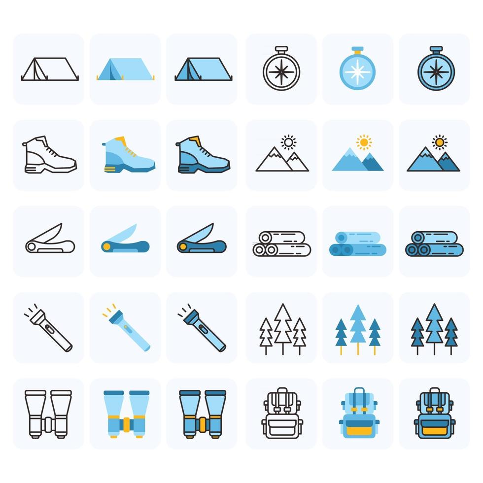 paquete de iconos de camping al aire libre vector