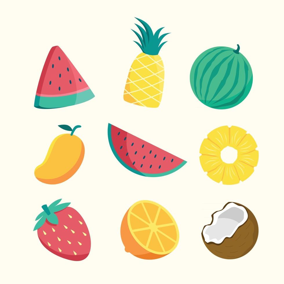 paquete de iconos de frutas de verano vector