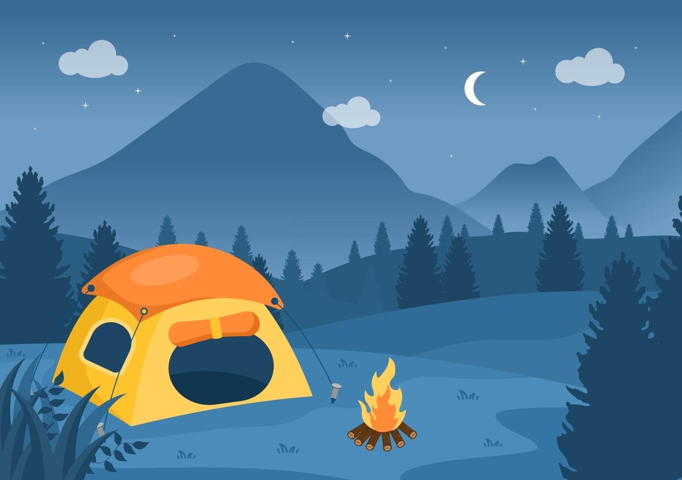 Summer Camp Landscape Illustration vector