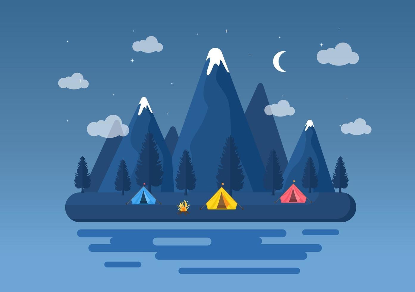 Summer Camp Landscape Illustration vector