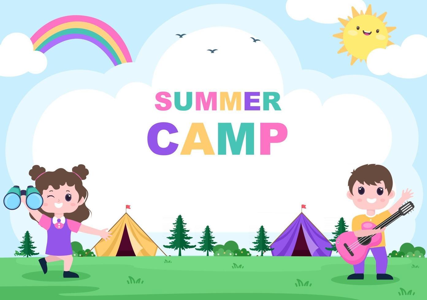 Summer Camp Landscape Illustration vector