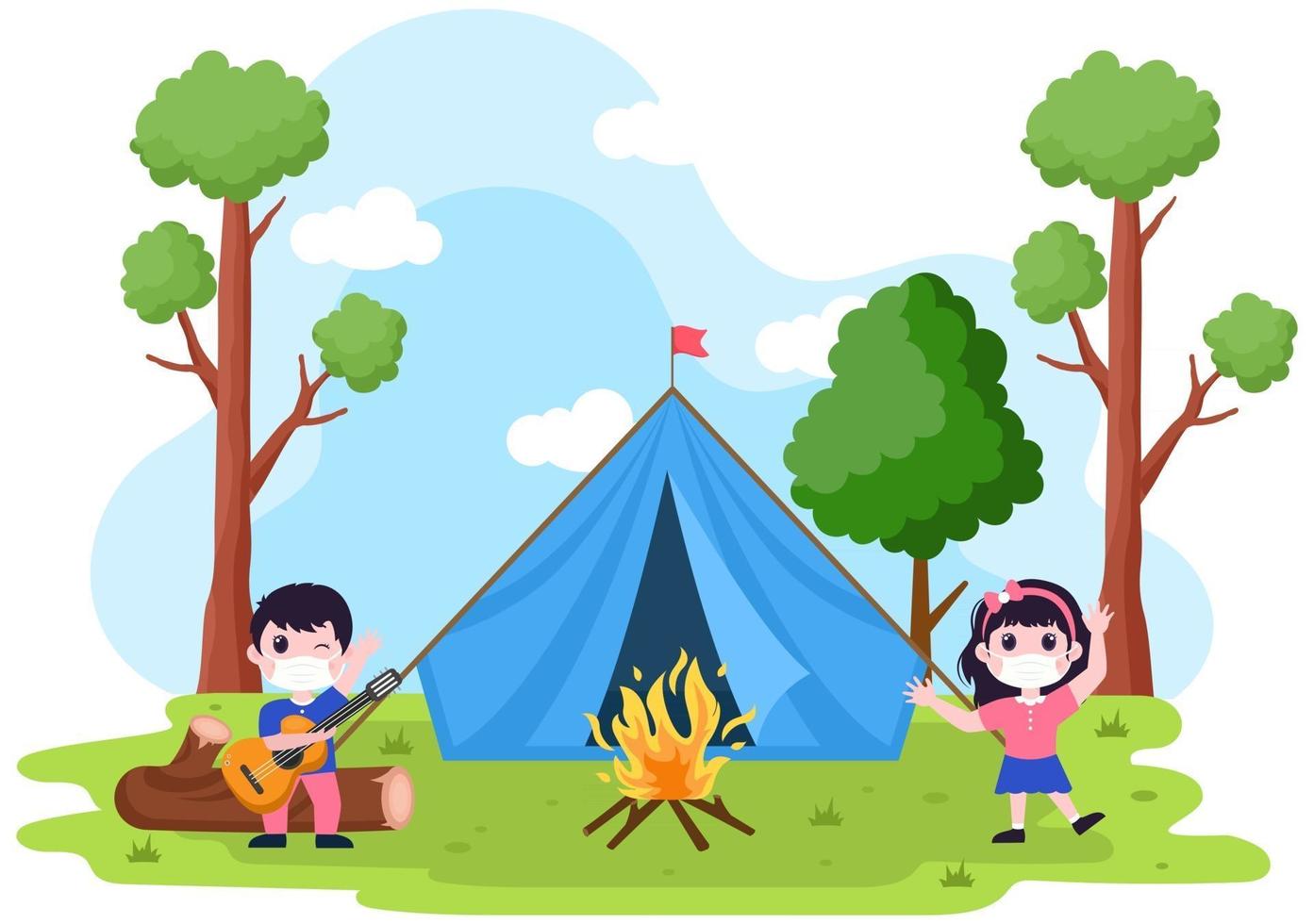 Summer Camp Landscape Illustration vector