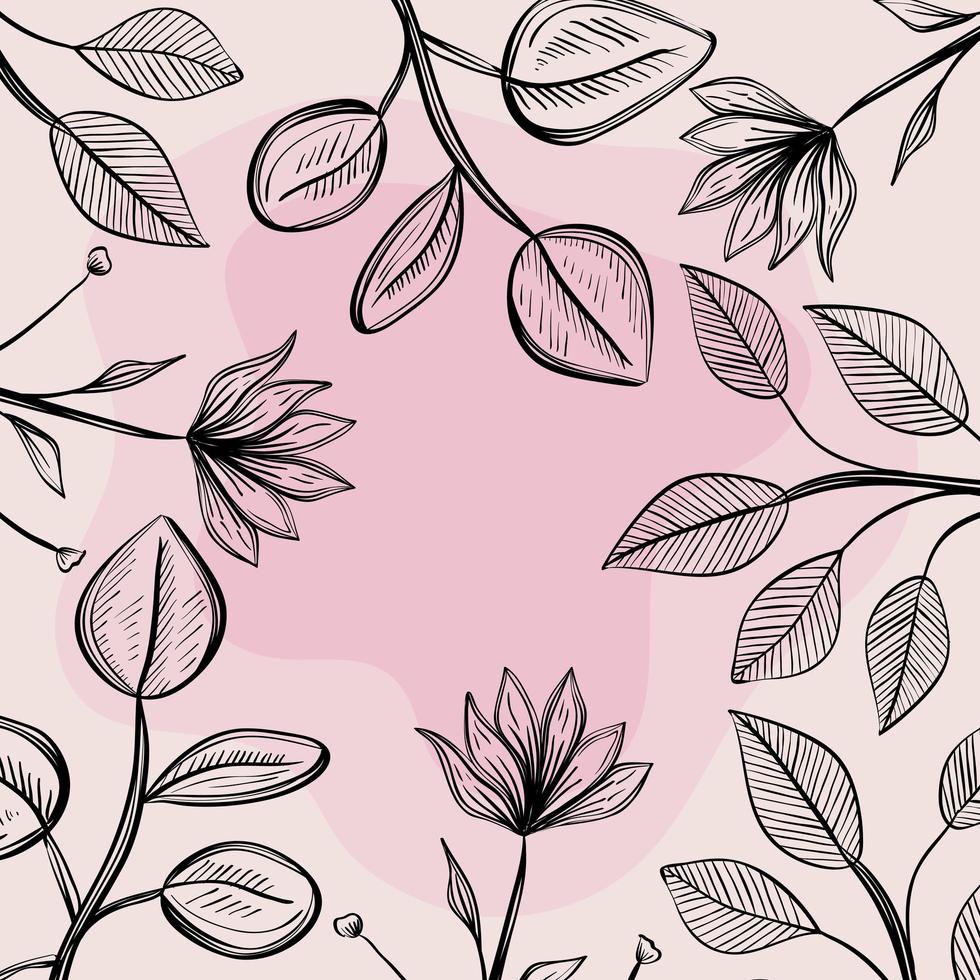 flowers and leaves nature ecology pattern vector