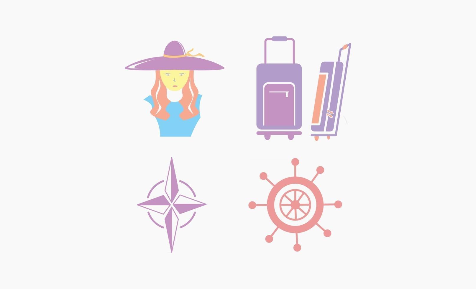 set of items summer beach icon design vector