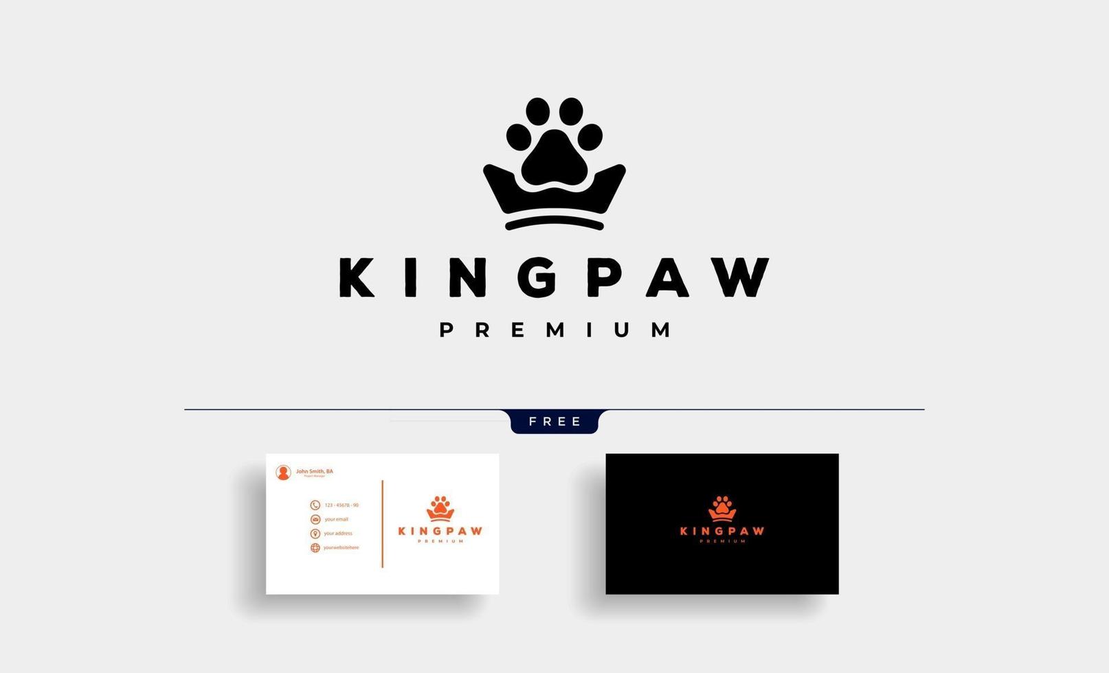 paw print crown logo Design Vector illustration free business card