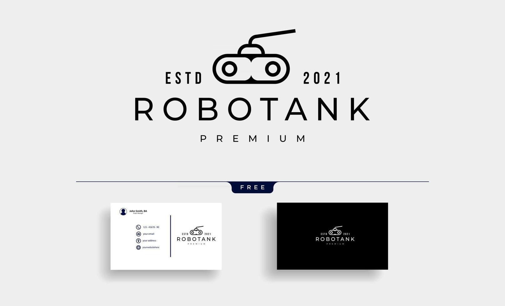 tank robot outline logo design vector illustration