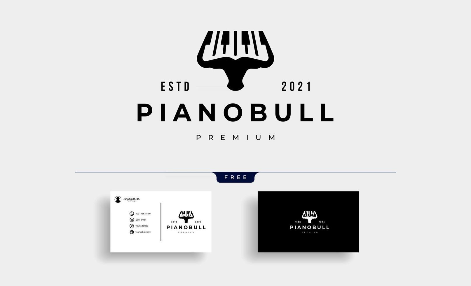 piano and bull logo design vector illustration