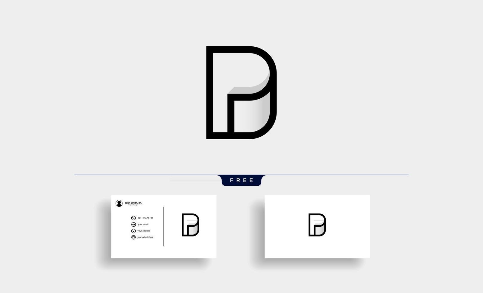 Ilustración de vector de diseño de icono de papel de logotipo p