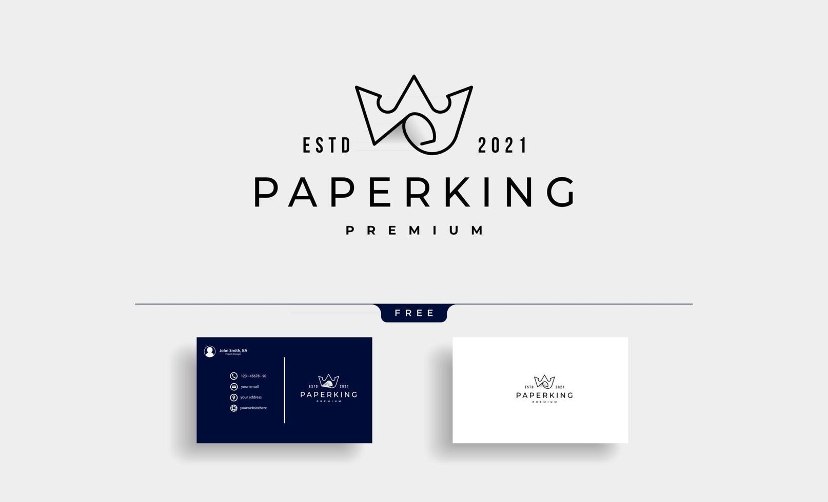 Ilustración de vector de diseño de logotipo de arte de línea de rey de papel