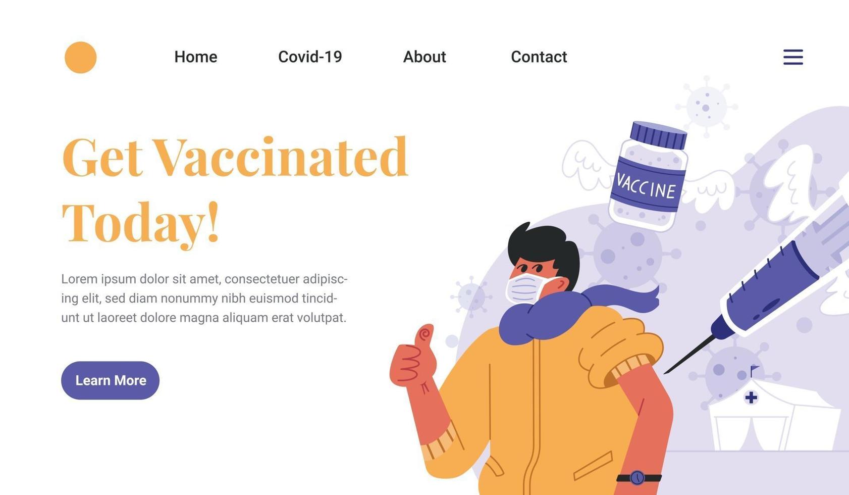 Covid 19 Vaccine Landing Page vector