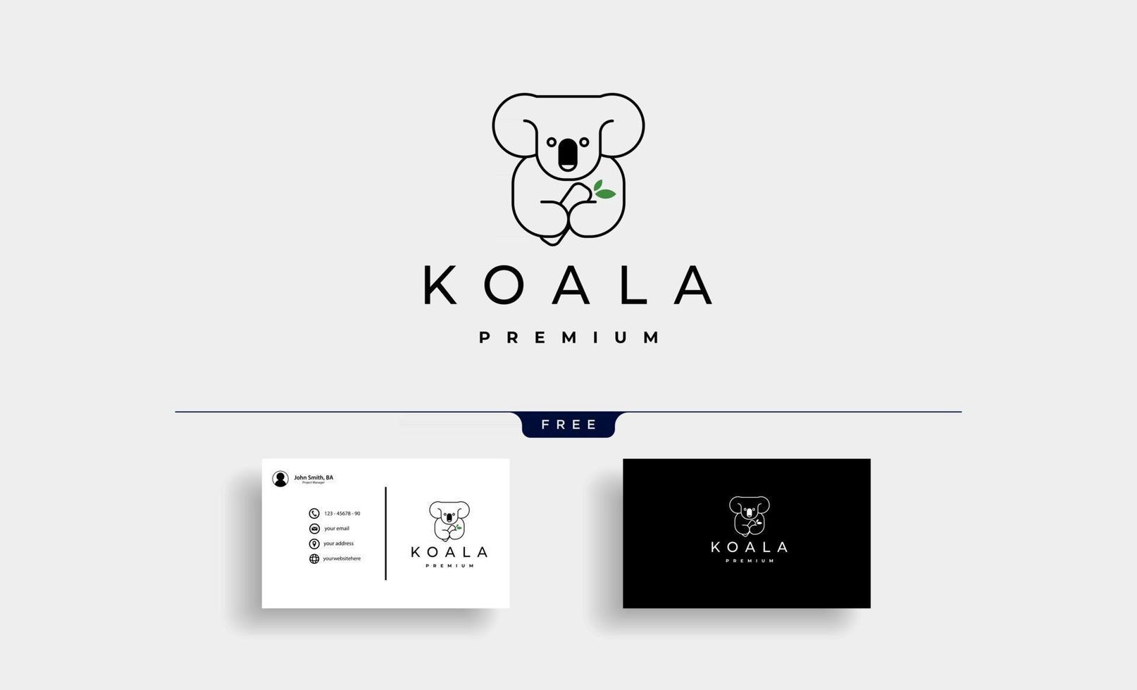 Ilustración de vector de diseño de icono de logotipo de koala