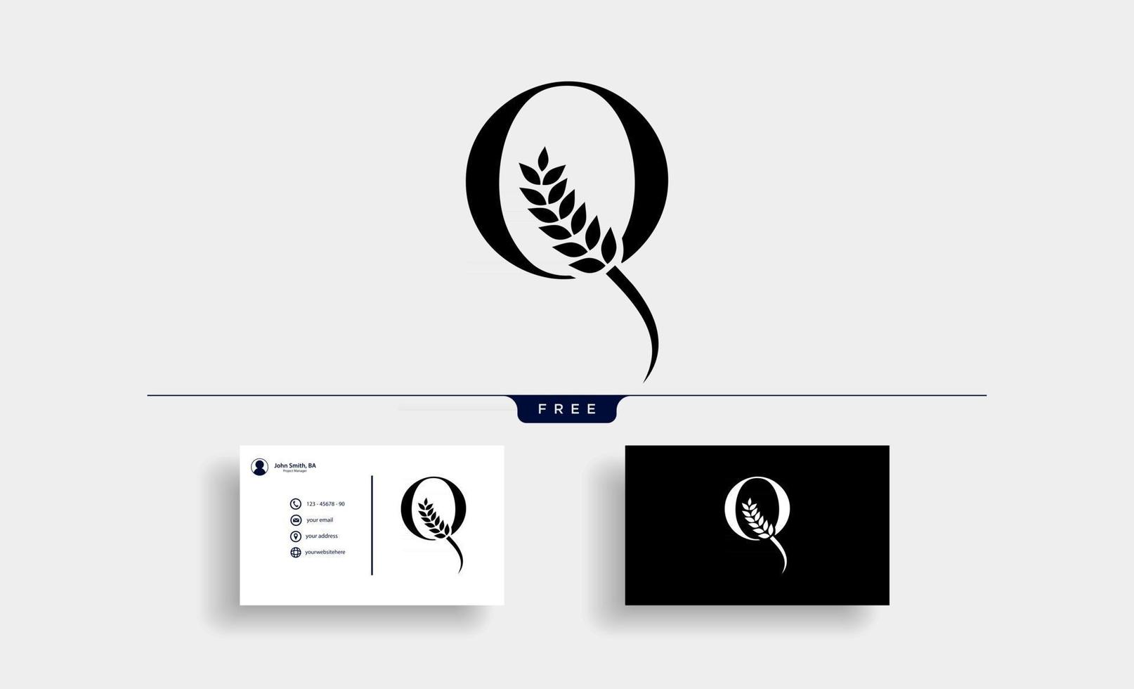 Ilustración de vector de letra q de logotipo de trigo