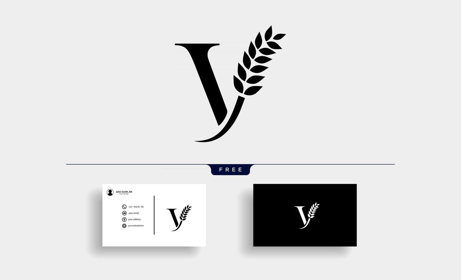 Ilustración de vector de letra v de logotipo de trigo