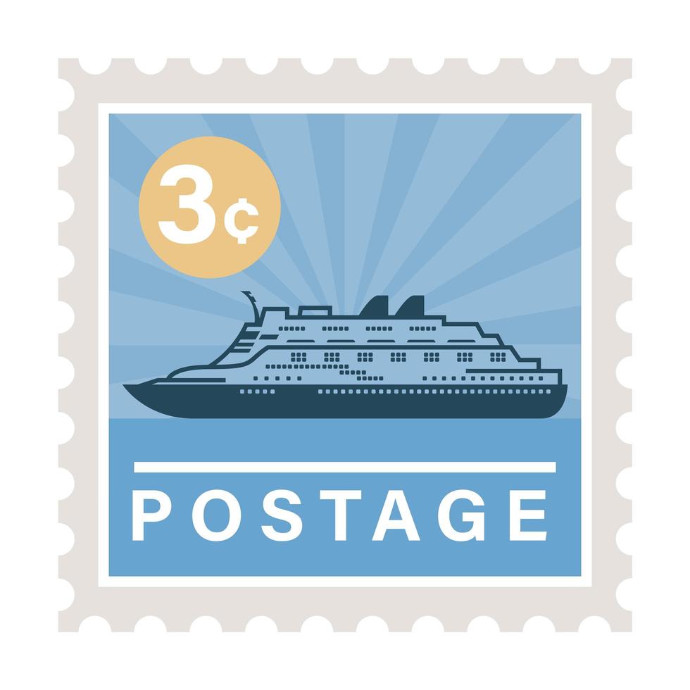 Mail stamp with ship vector