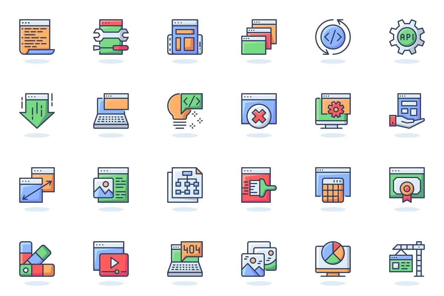 Web development flat line icon vector