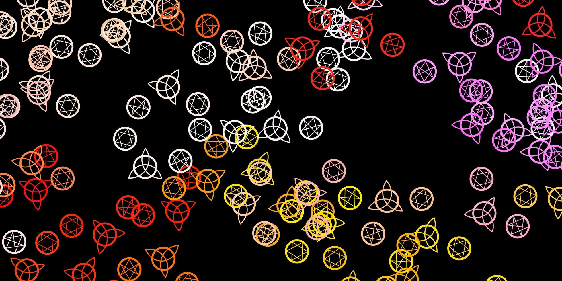 Dark Pink Yellow vector background with occult symbols