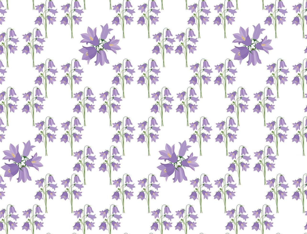 Floral seamless pattern Flower bluebell meadow ornamental texture Wildflower summer countryside white background vector