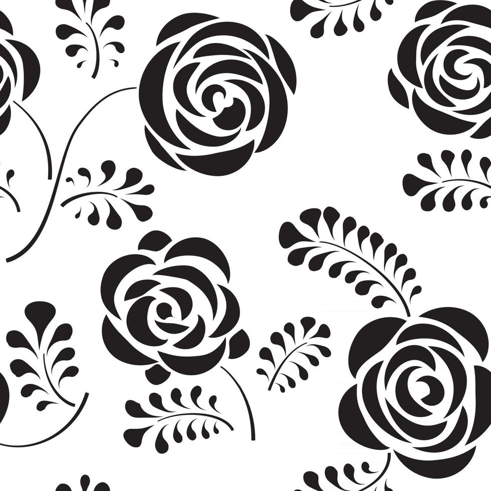 Floral seamless pattern with flower rose Abstract swirl line bloom background Petal tiled wallpaper vector