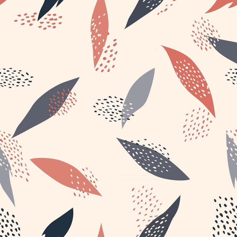 Abstract modern leaves with dots flat seamless pattern vector