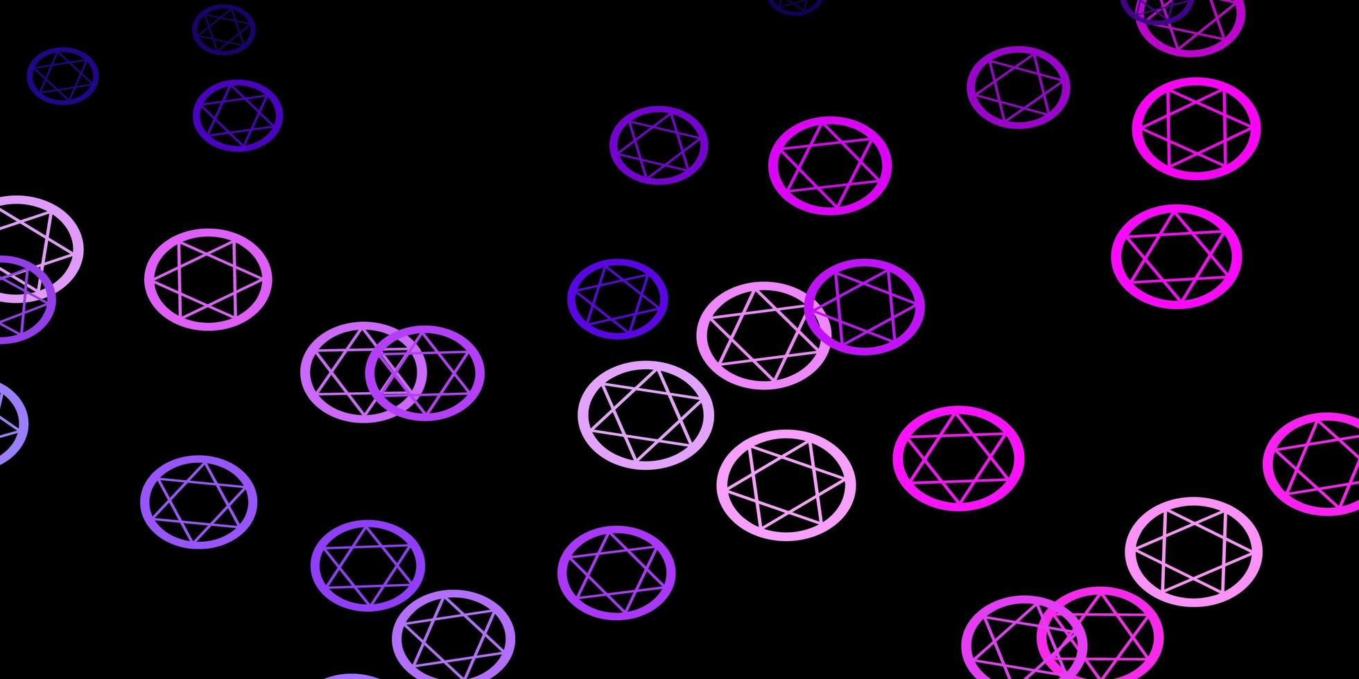 Fondo de vector rosa púrpura oscuro con símbolos misteriosos