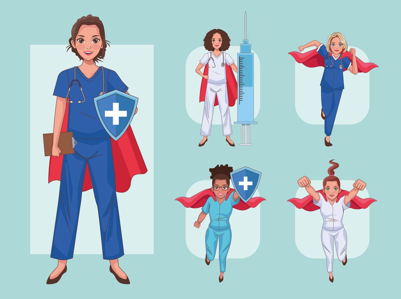 doctors and nurses as heroines vector