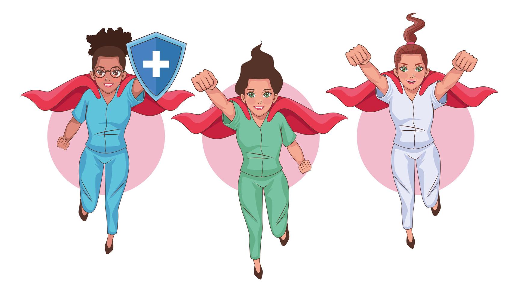 doctors and nurses as heroines vector