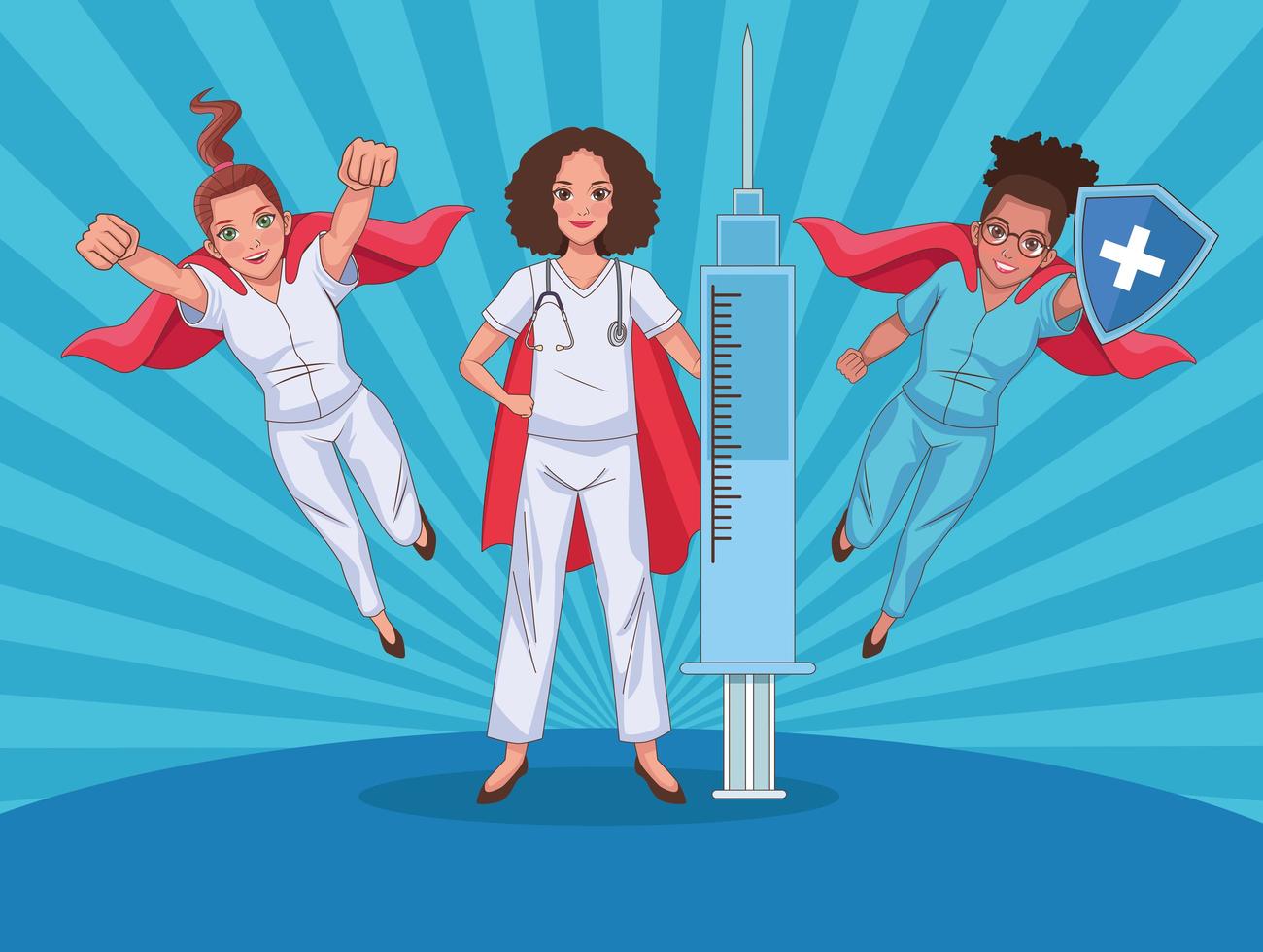 doctors and nurses as heroines vector