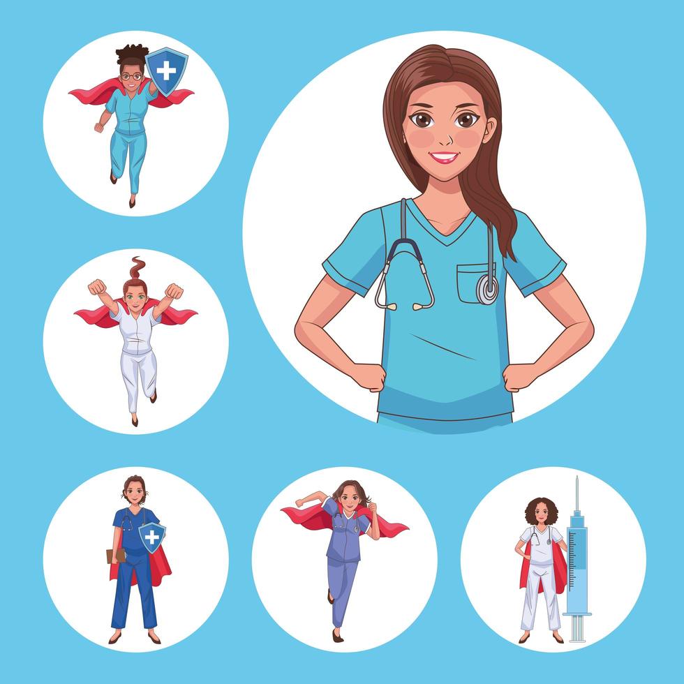 doctors and nurses as heroines vector