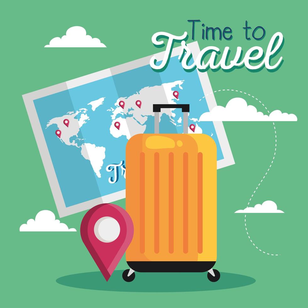 time to travel, bag, map and gps mark vector design 2532658 Vector Art ...