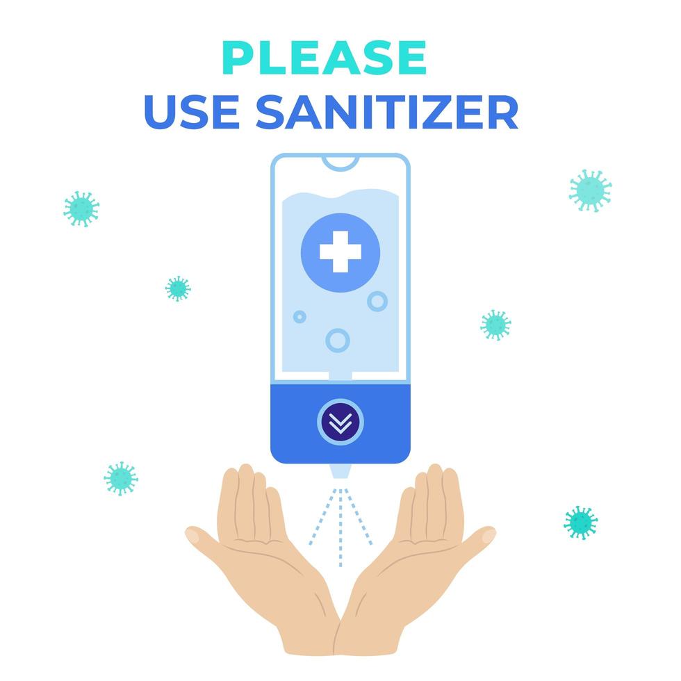 Use sanitizer to stay away from germs and viruses vector