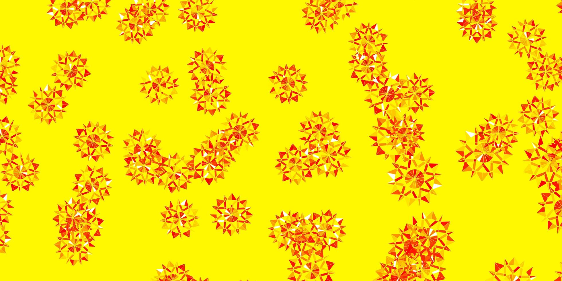 Light Red Yellow vector backdrop with xmas snowflakes