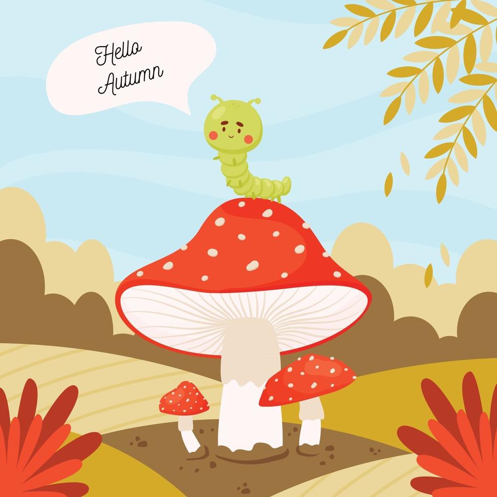 Hello autumn poster vector