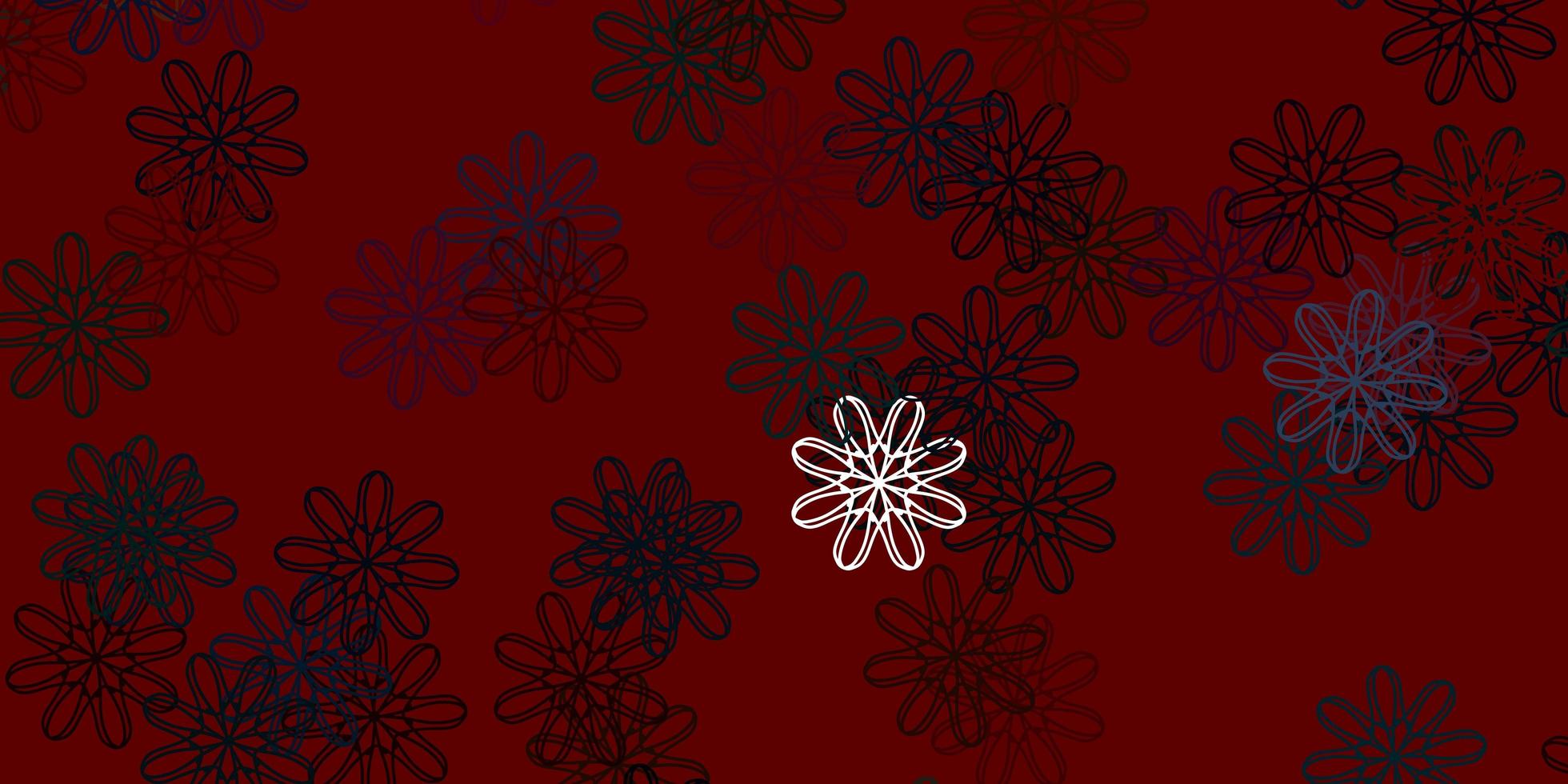 textura de doodle de vector rojo azul claro con flores