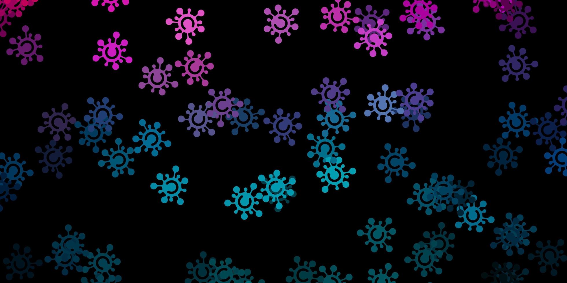 Dark blue red vector background with covid19 symbols