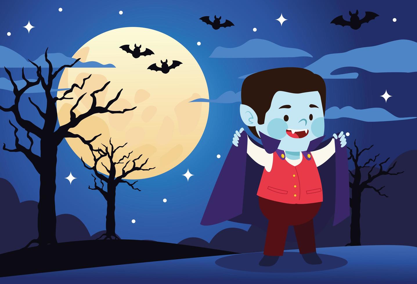 cute little boy dressed as a vampire character vector