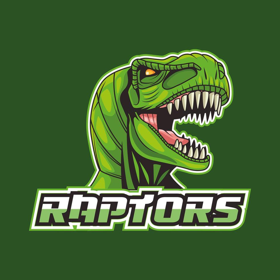 tyrannosaurus rex animal wild head with raptors lettering vector