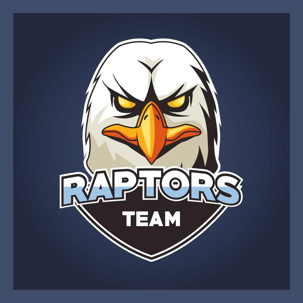 eagle animal wild head with raptors lettering emblem vector