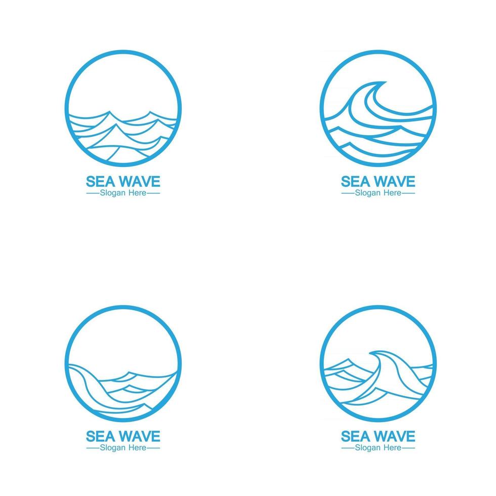 mar, océano, onda, línea, logotipo, simple, monoline, estilo, vector, icono, símbolo, ilustración vector