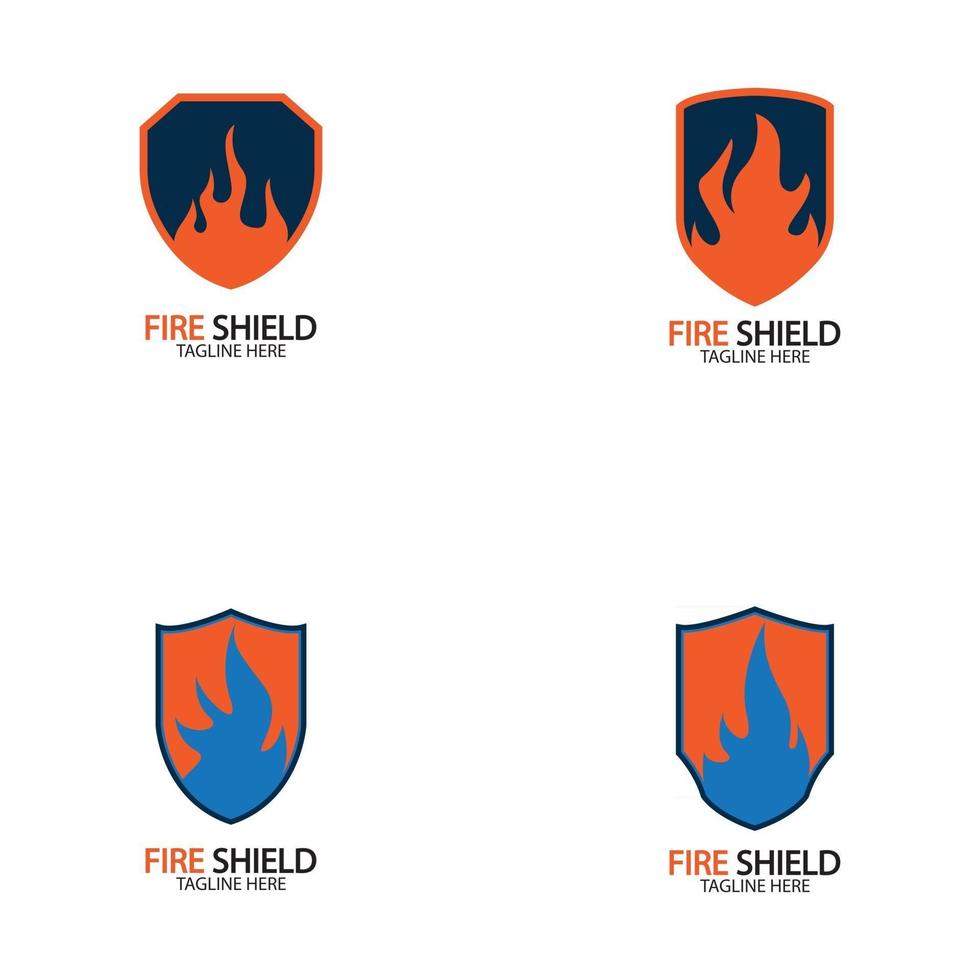 Fire shield logo design element vector