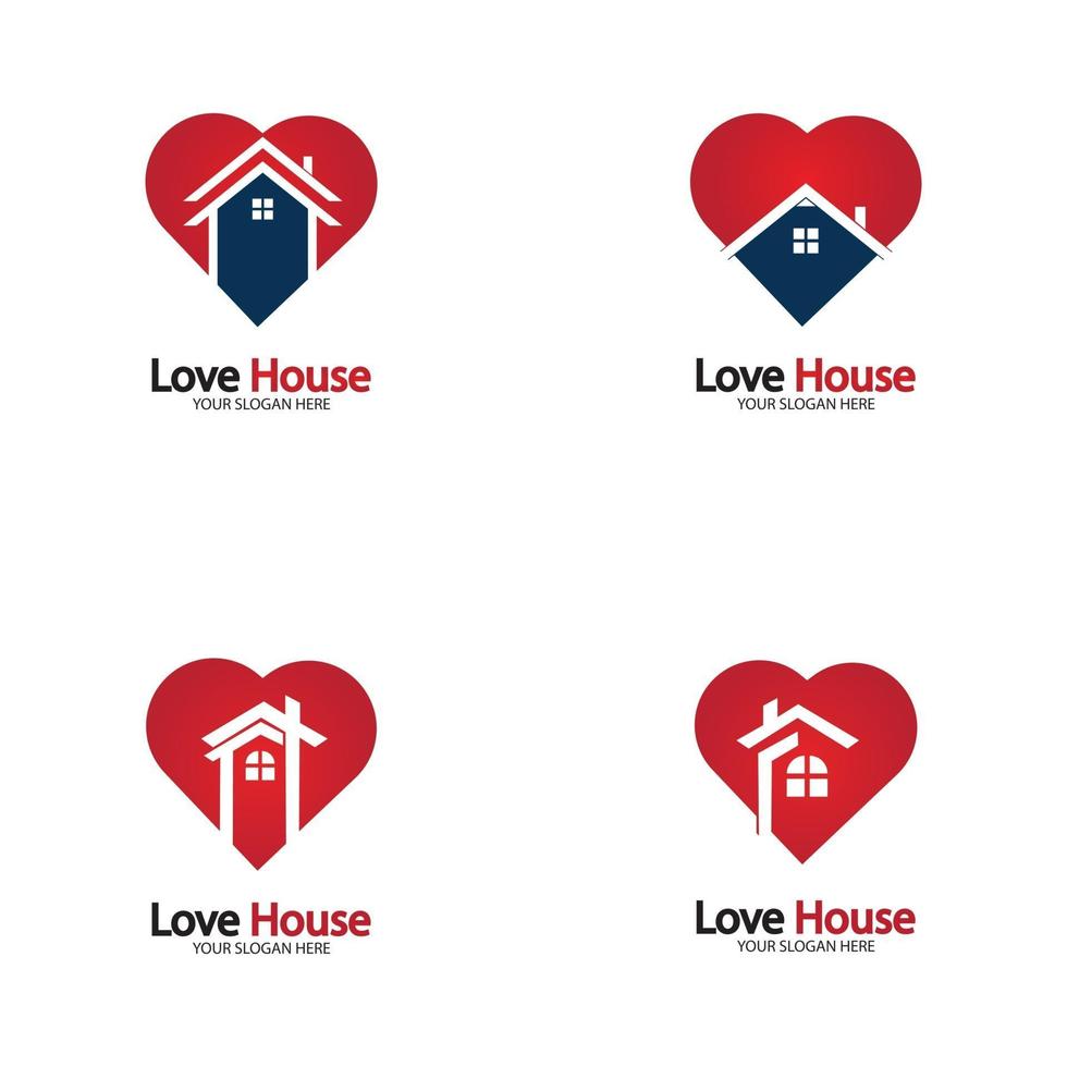 Love Home Logo Heart and House IcoN vector