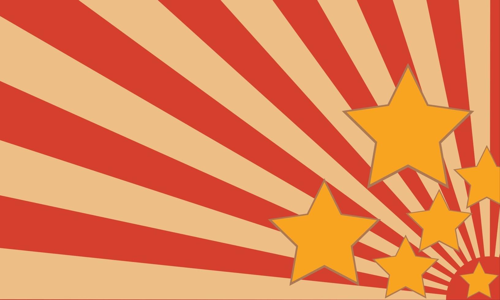 Vintage red and beige background with yellow stars on one side vector
