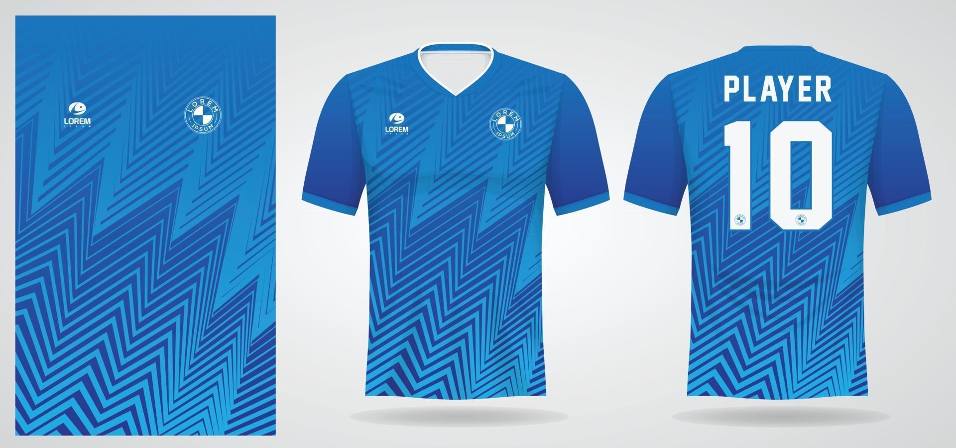 blue sports jersey template for team uniforms and Soccer t shirt design vector